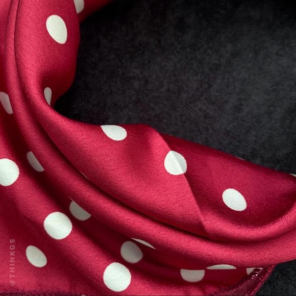 Square Scarf Red + White Dots - Picture 2 of 7